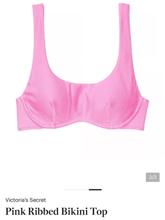 Set Of Two Different Pink ribbed Bikini tops from the brand VS PINK. XXL NWT’s - Picture 3 of 12